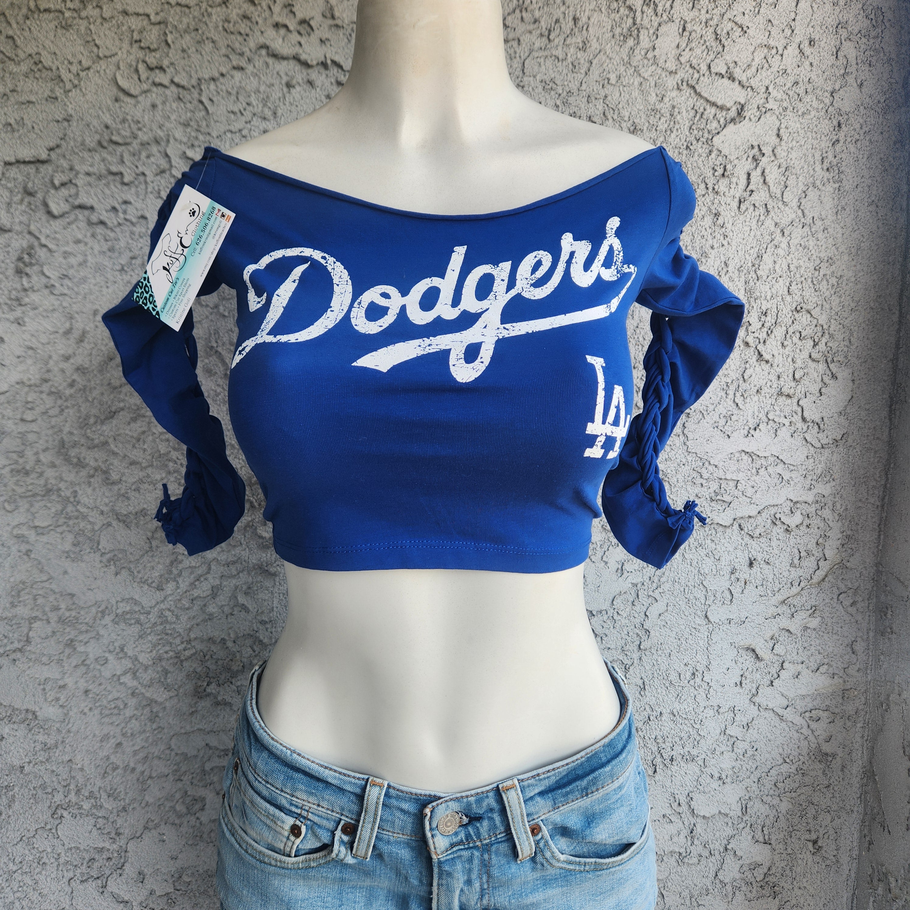 Sports Dodge Custom Cut Long Sleeve Crop Top, Cotton Spandex