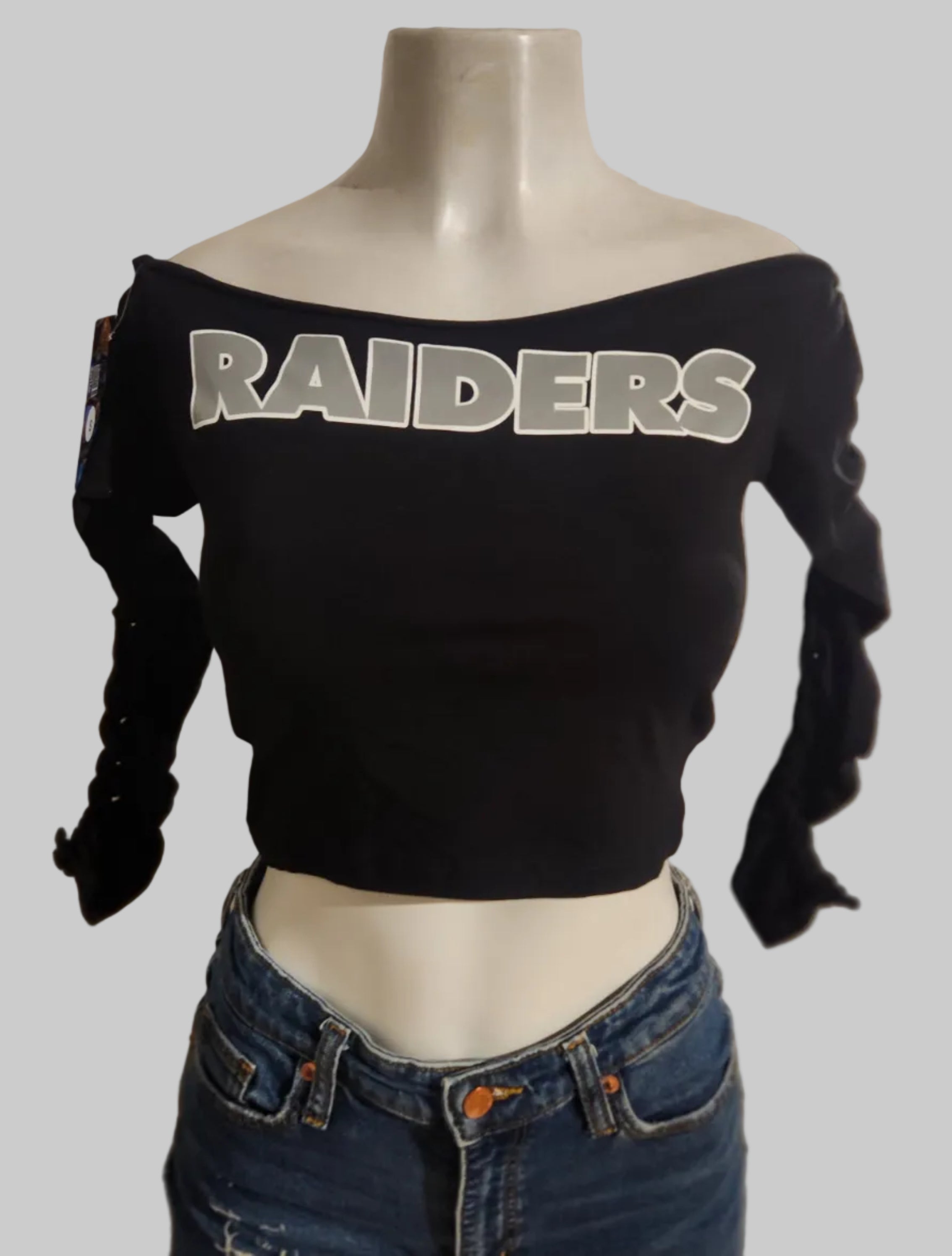 Sports Raider Custom Cut Long Sleeve Crop Top, Cotton Spandex