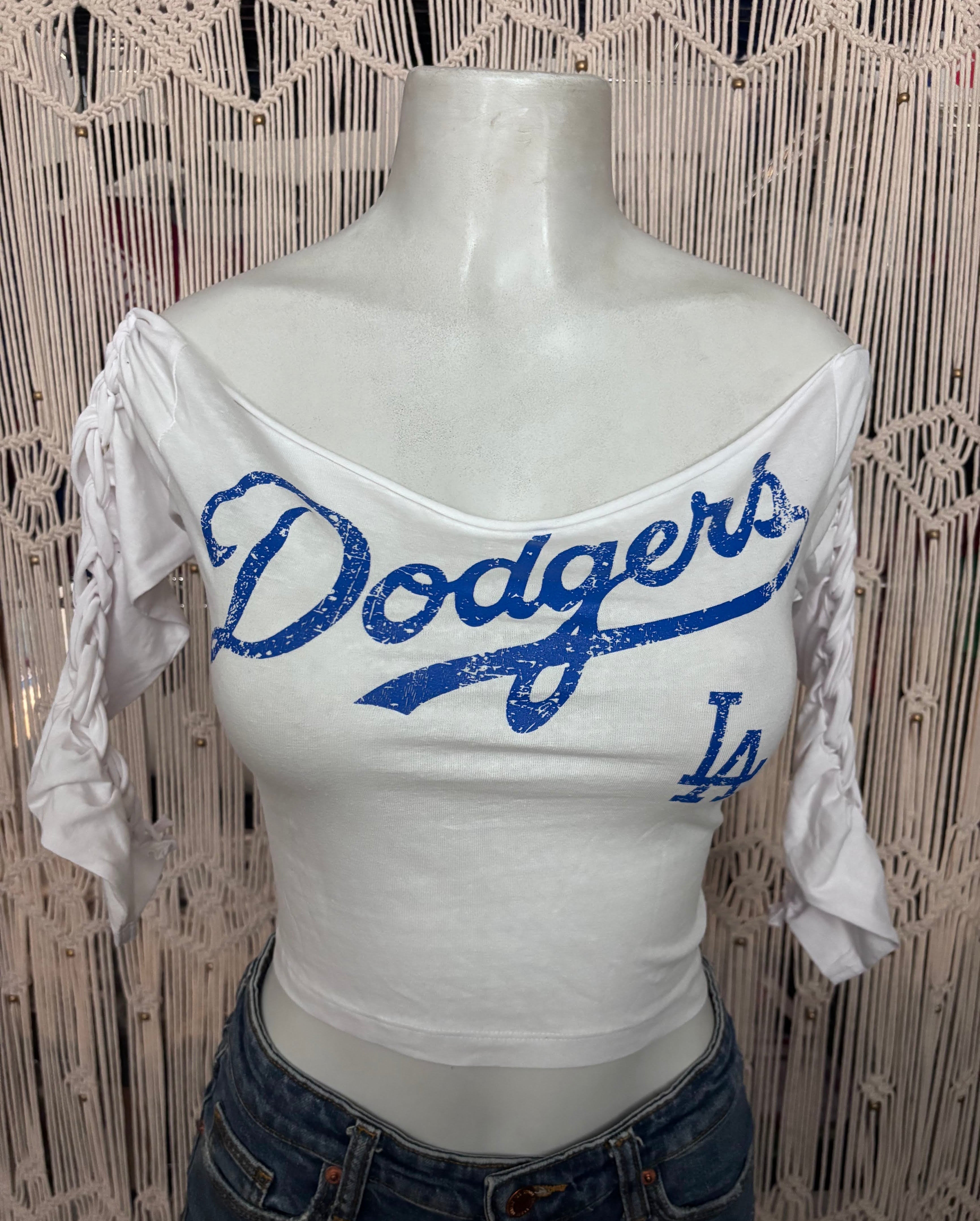 Sports Dodge Custom Cut Long Sleeve Crop Top, Cotton Spandex