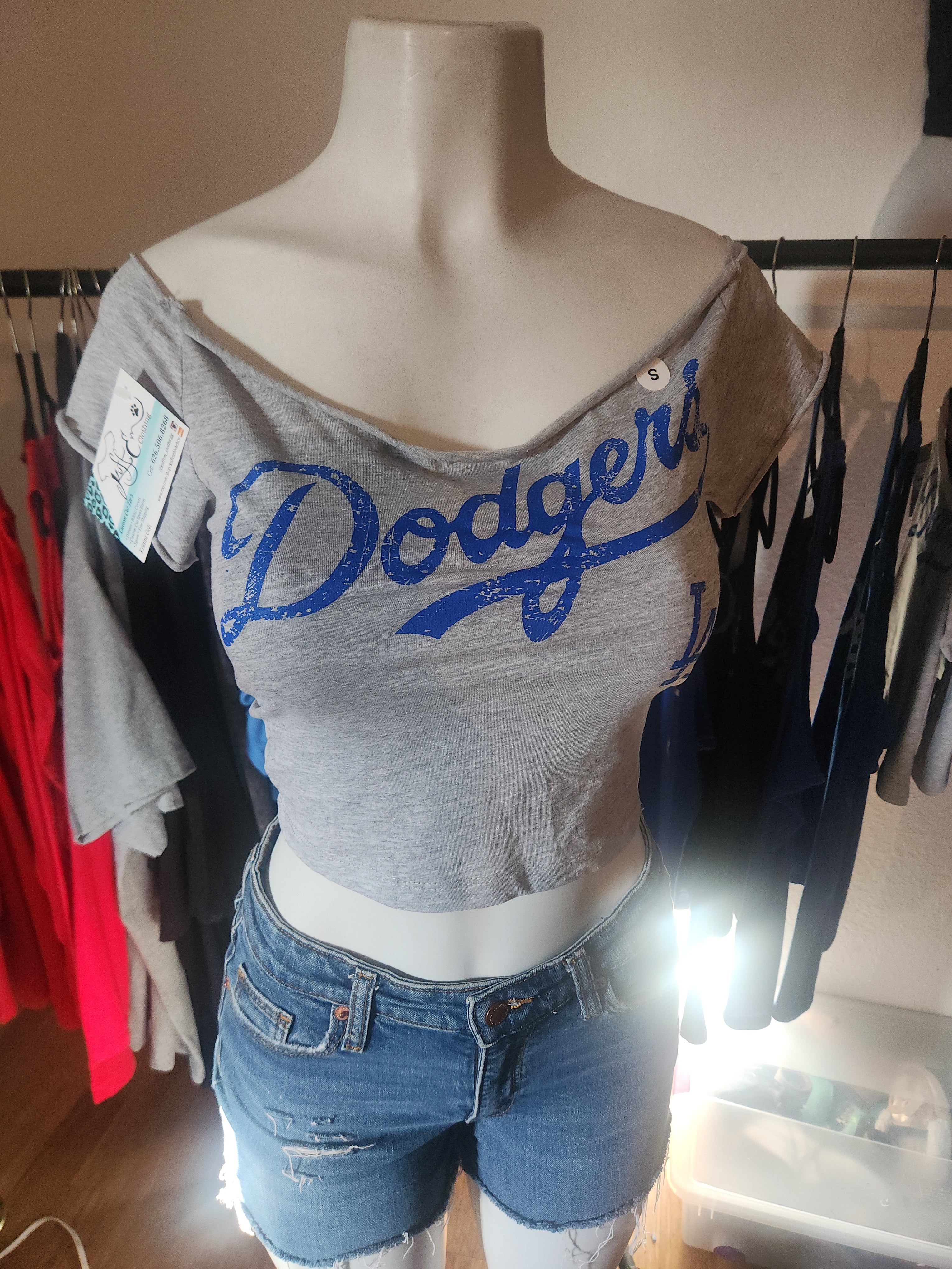 LA Dodge Baseball Cropped Sport Shirt, Custom, Cotton Spandex