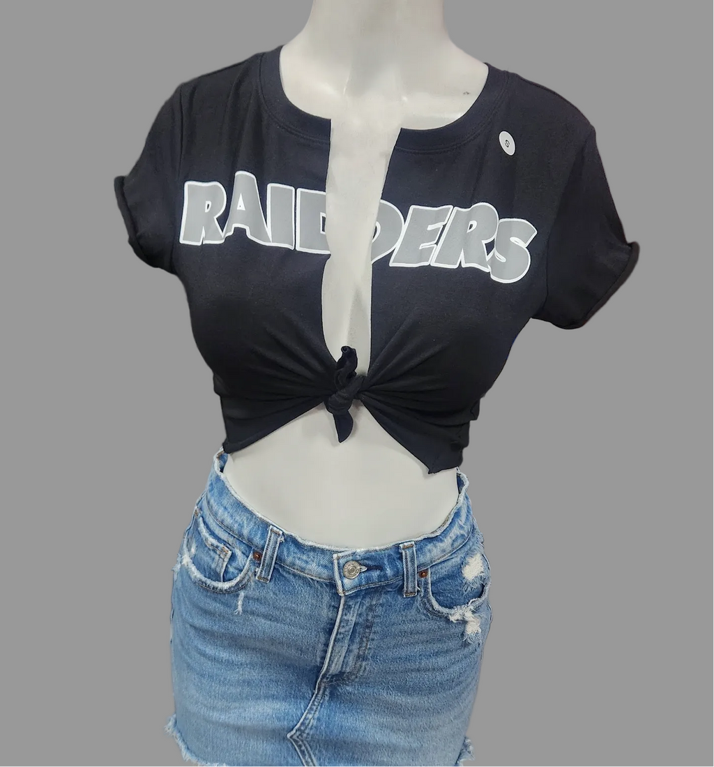 Raider Sport Custom Cut Tie-Up Front Top, Black, Cotton Stretch