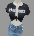 Raider Sport Custom Cut Tie-Up Front Top, Black, Cotton Stretch