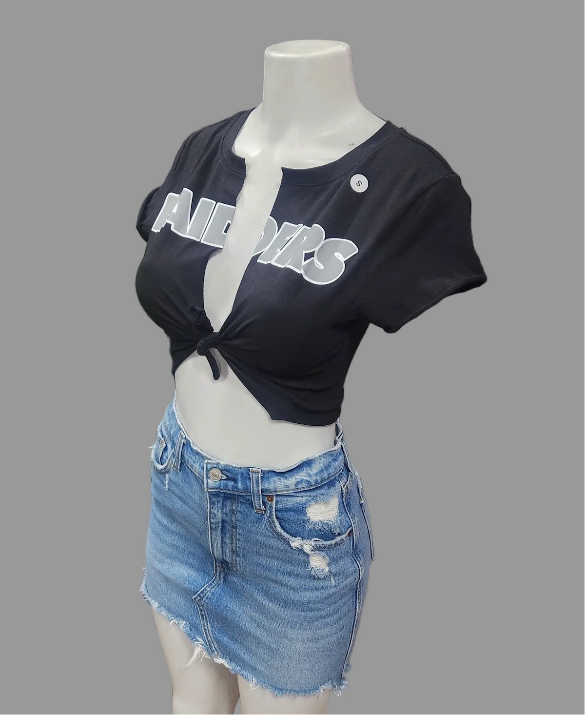 Raider Sport Custom Cut Tie-Up Front Top, Black, Cotton Stretch