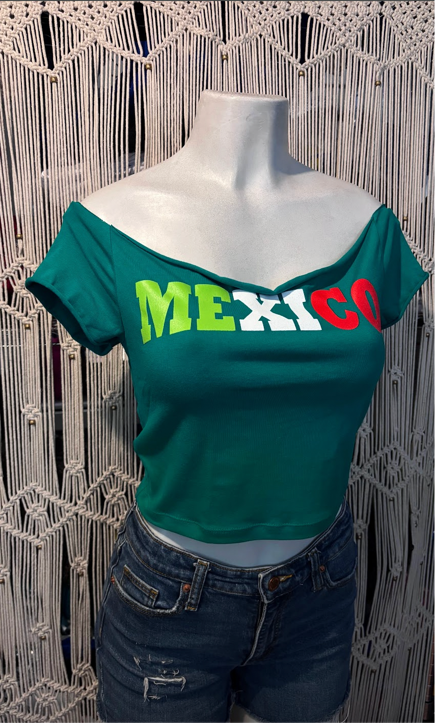 Mexico Custom Crop Top, Cotton Spandex