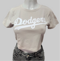 Dodge Crop Top Sports Shirt, Beige, Bold Logo