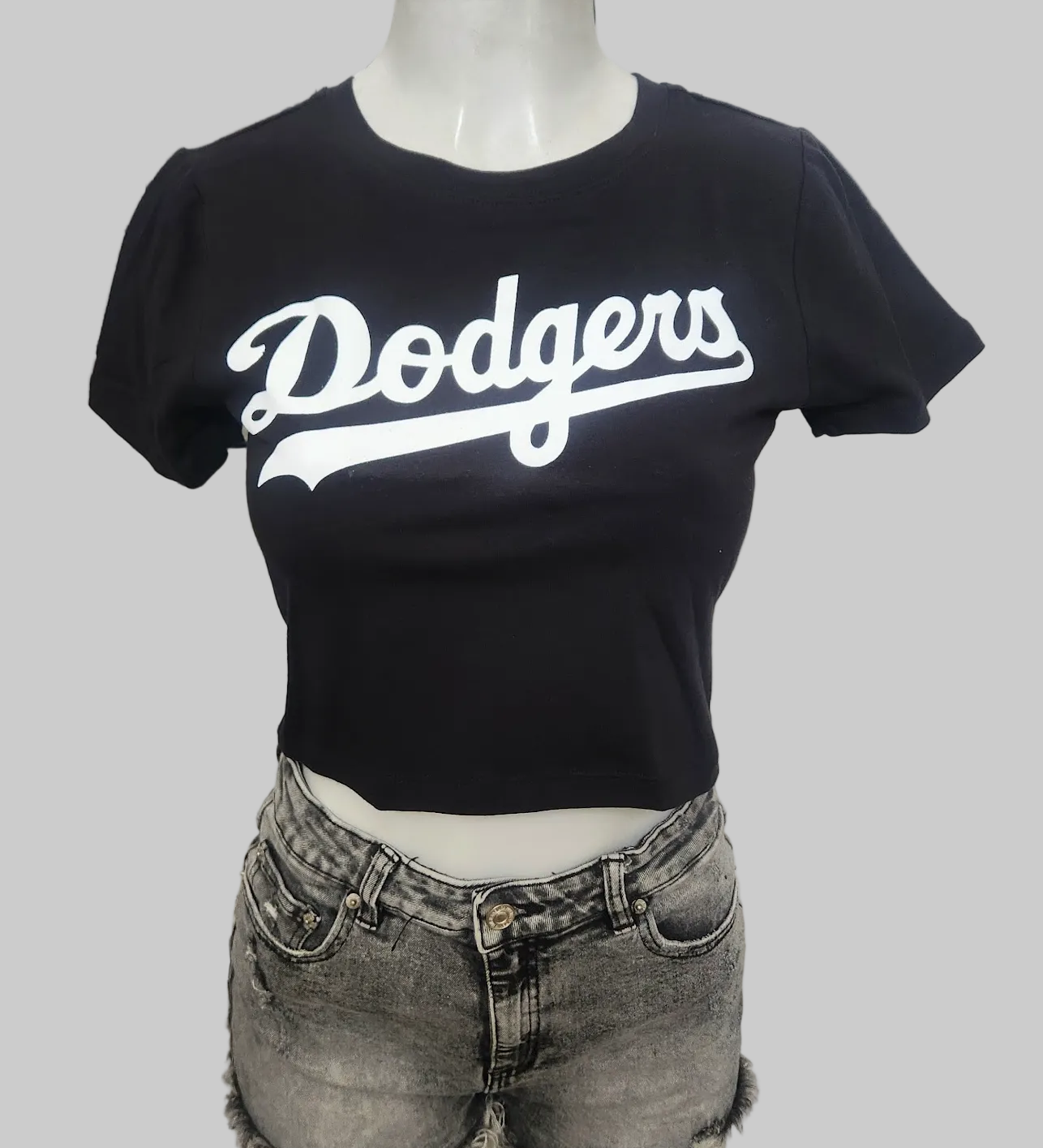 Dodge Crop Top Sports Shirt, Black, Bold Logo