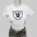 Raider Shield Sports Crop Top, White