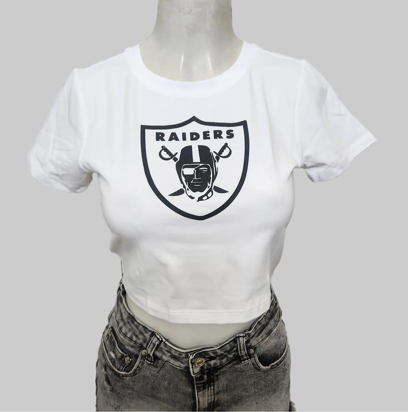 Raider Shield Sports Crop Top, White