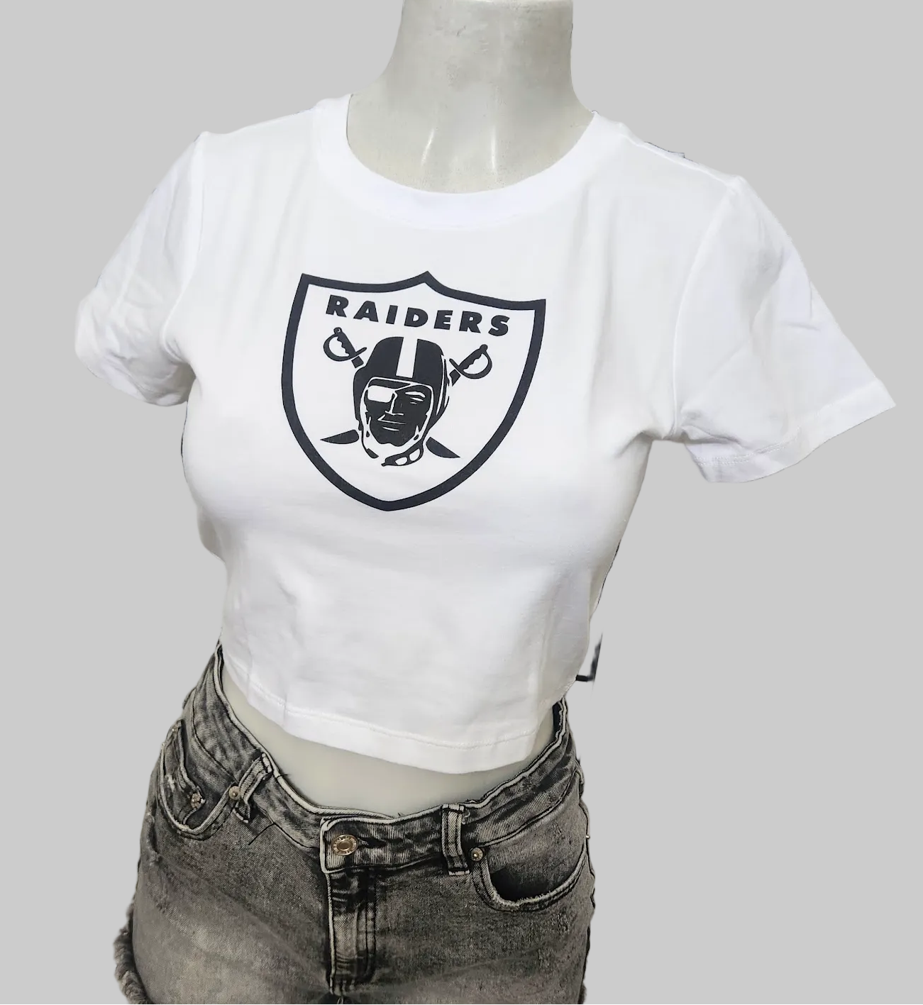 Raider Shield Sports Crop Top, White