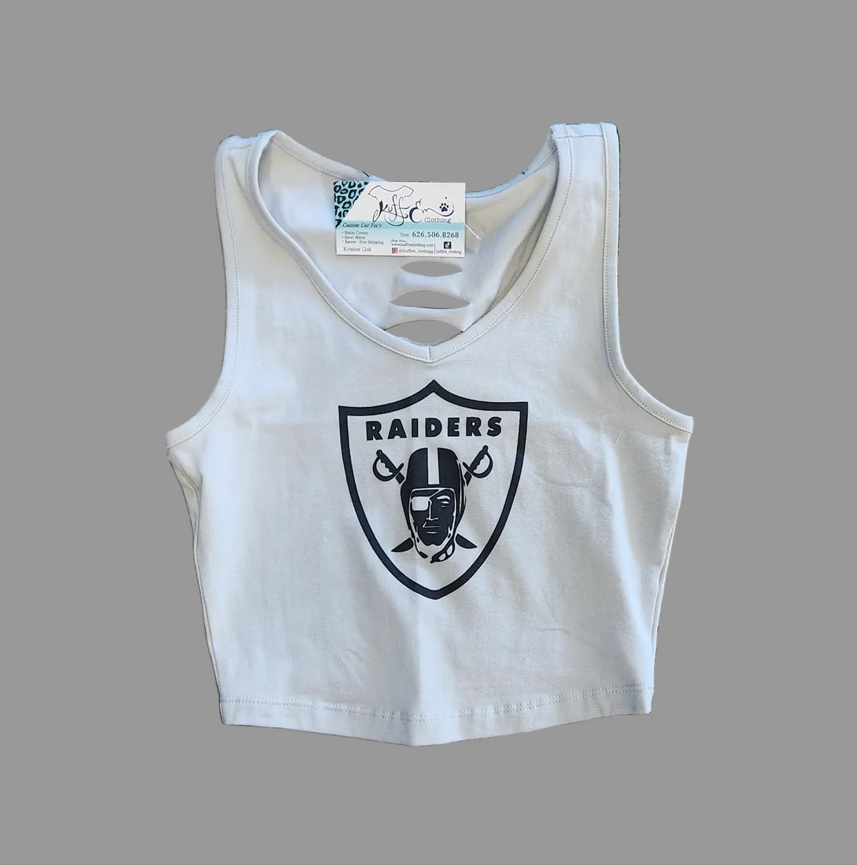 Raider Sport Cropped V-Neck Top, Grey Matte, Custom, Cotton Spandex