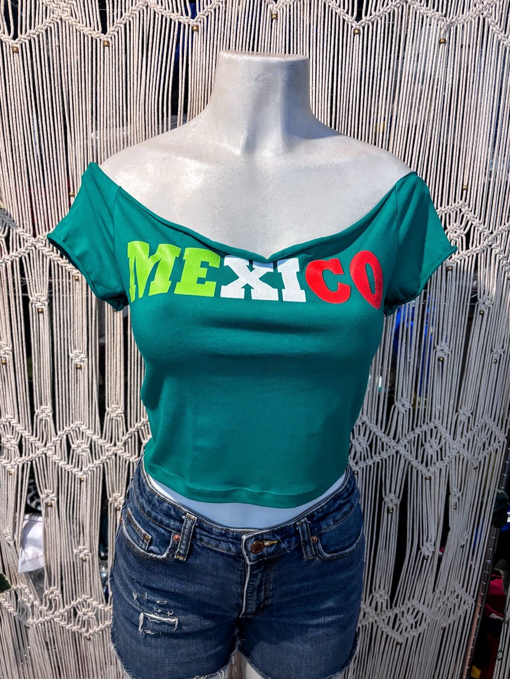 Mexico Custom Crop Top, Cotton Spandex