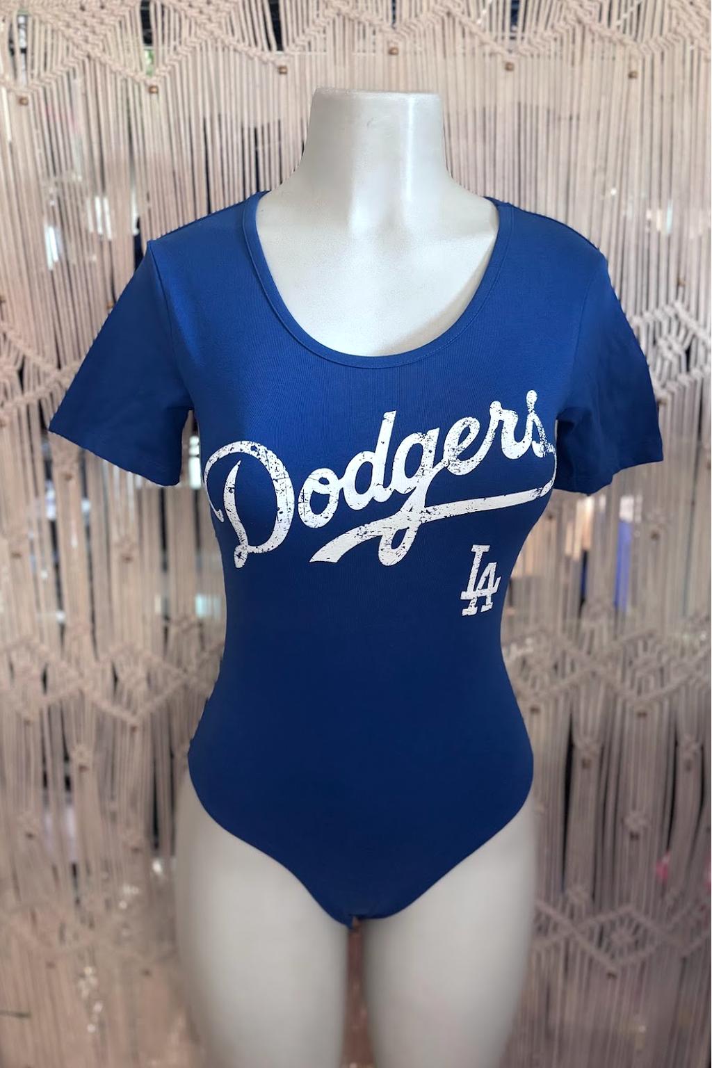 Sports Dodger Fitted Bodysuit with Sleeve, Cotton Spandex