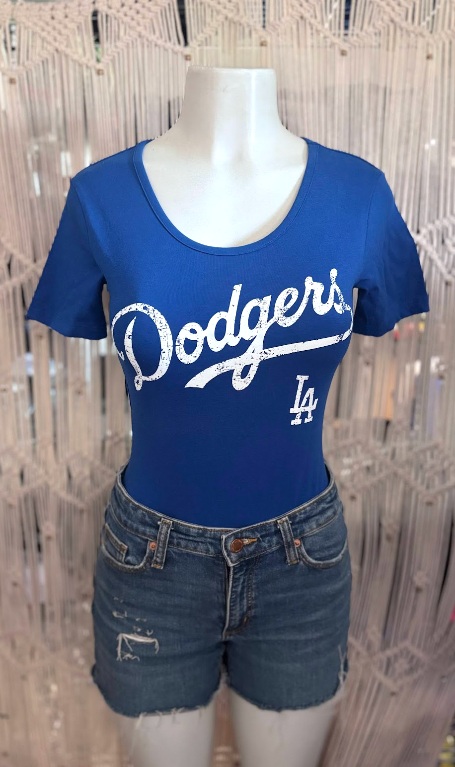 Sports Dodger Fitted Bodysuit with Sleeve, Cotton Spandex