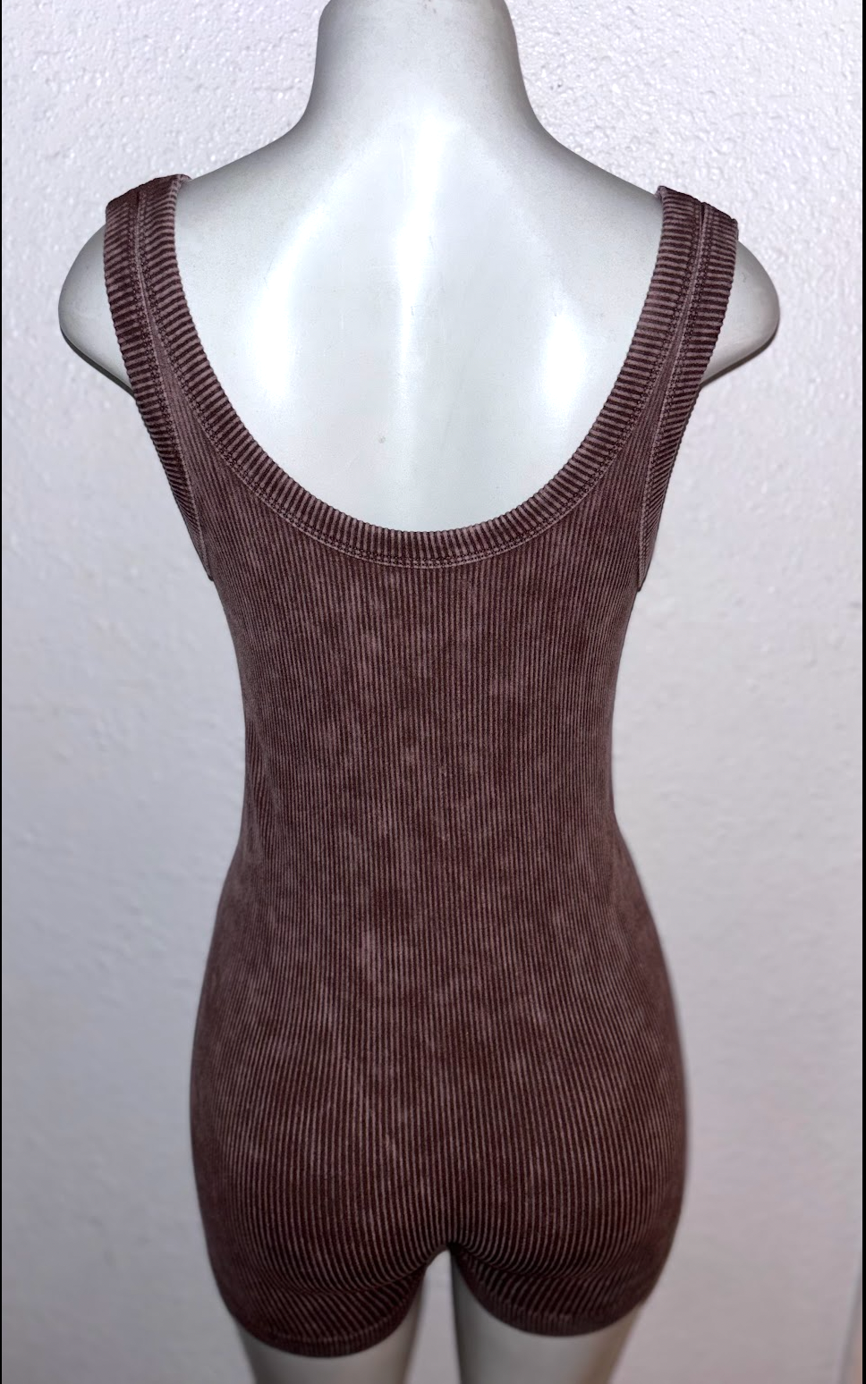 Fitted Romper,  Nylon/ Spandex. Washed Out look