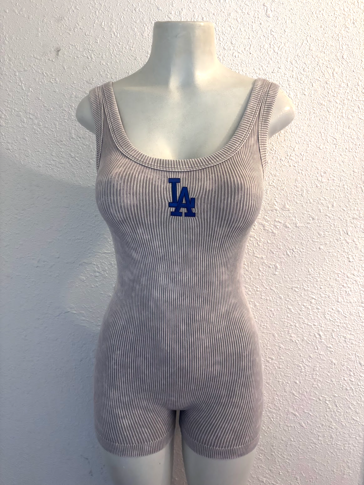 Fitted Romper,  Nylon/ Spandex. Washed Out look