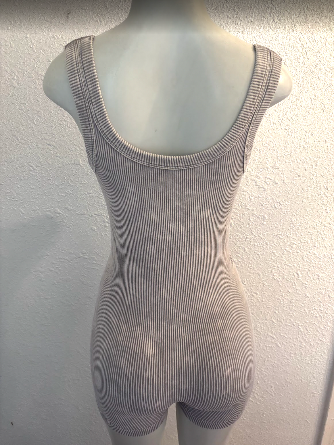 Fitted Romper,  Nylon/ Spandex. Washed Out look