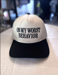"On My Worst Behavior" Fun Slogan Cap, One Size