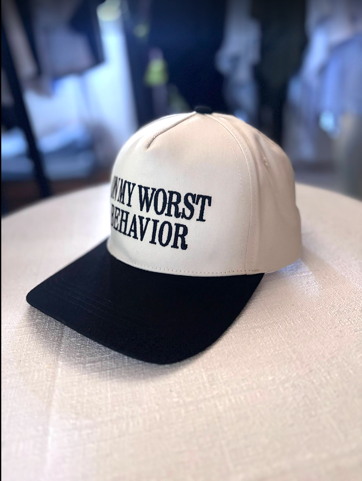 "On My Worst Behavior" Fun Slogan Cap, One Size