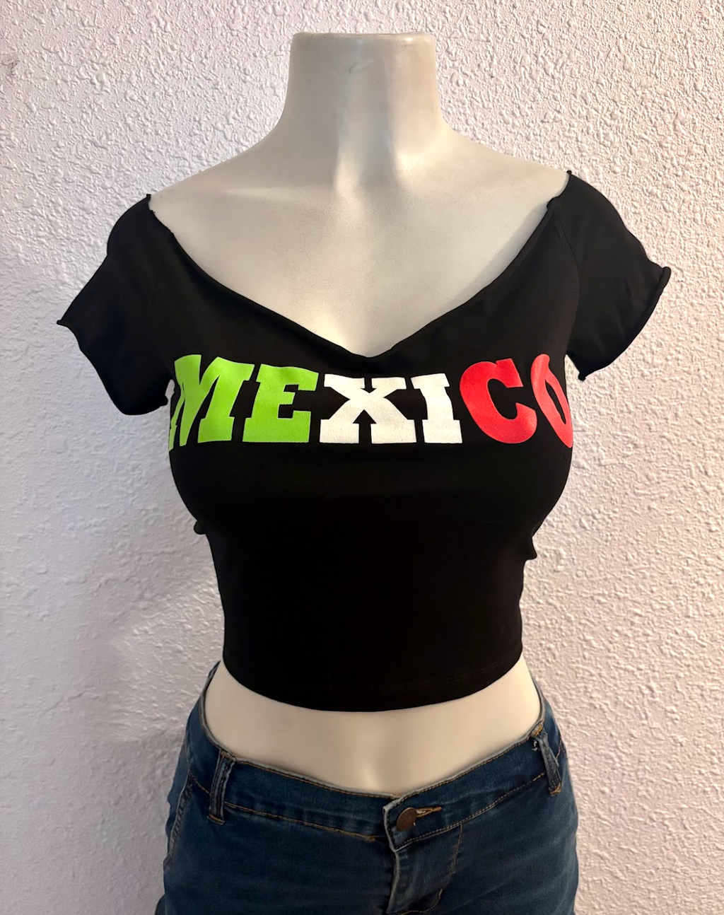 Mexico Custom Crop Top, Cotton Spandex