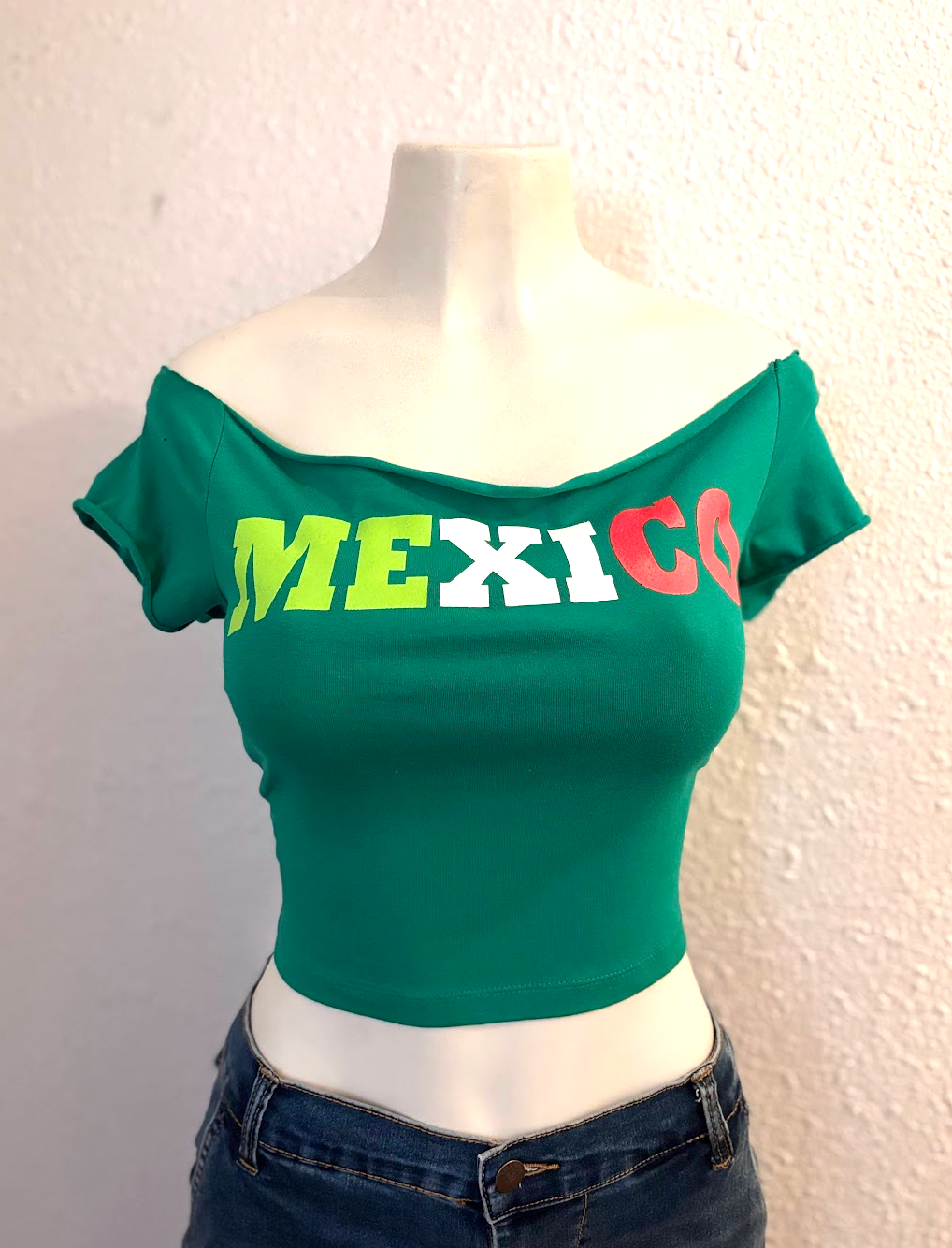 Mexico Custom Crop Top, Cotton Spandex