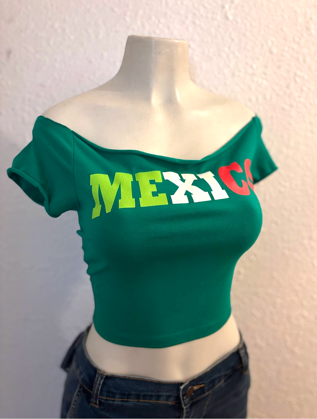 Mexico Custom Crop Top, Cotton Spandex