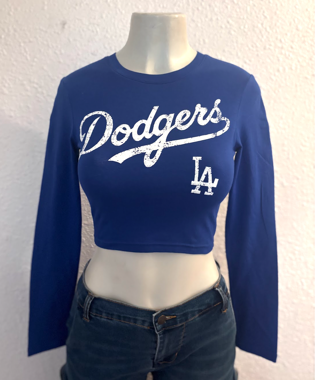 Dodge Sport Crop Top Long Sleeve Shirt, Cotton Spandex