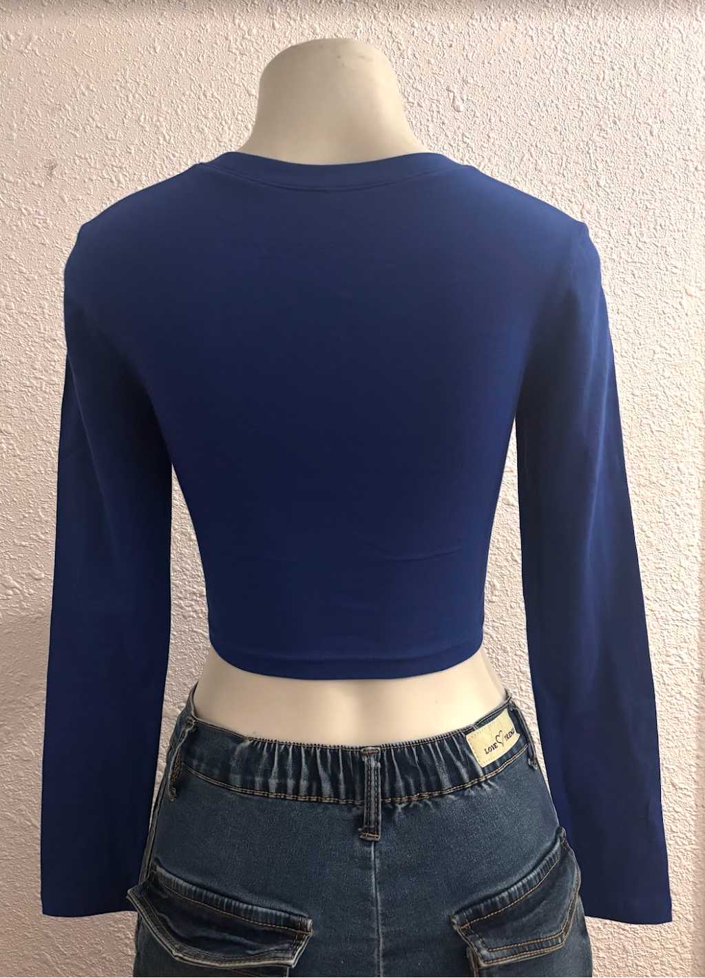 Dodge Sport Crop Top Long Sleeve Shirt, Cotton Spandex