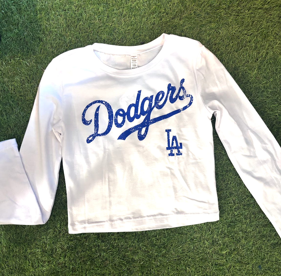 Dodge Sport Crop Top Long Sleeve Shirt, Cotton Spandex