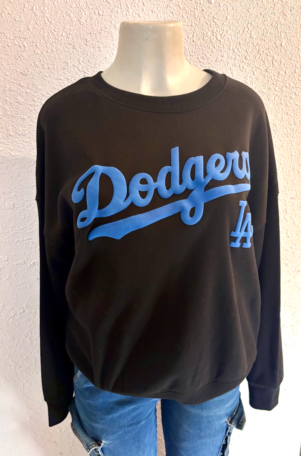 Custom Dodger Crewneck Sweatshirt, Cotton & Polyester + Stadium Zip Bag