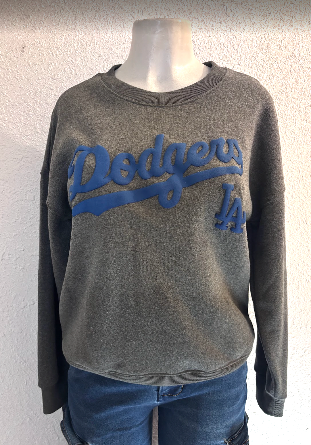 Custom Dodger Crewneck Sweatshirt, Cotton & Polyester + Stadium Zip Bag