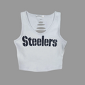 Steeler Sport Cropped V-Neck Top, Matte Lt Grey, Custom, Cotton Spandex