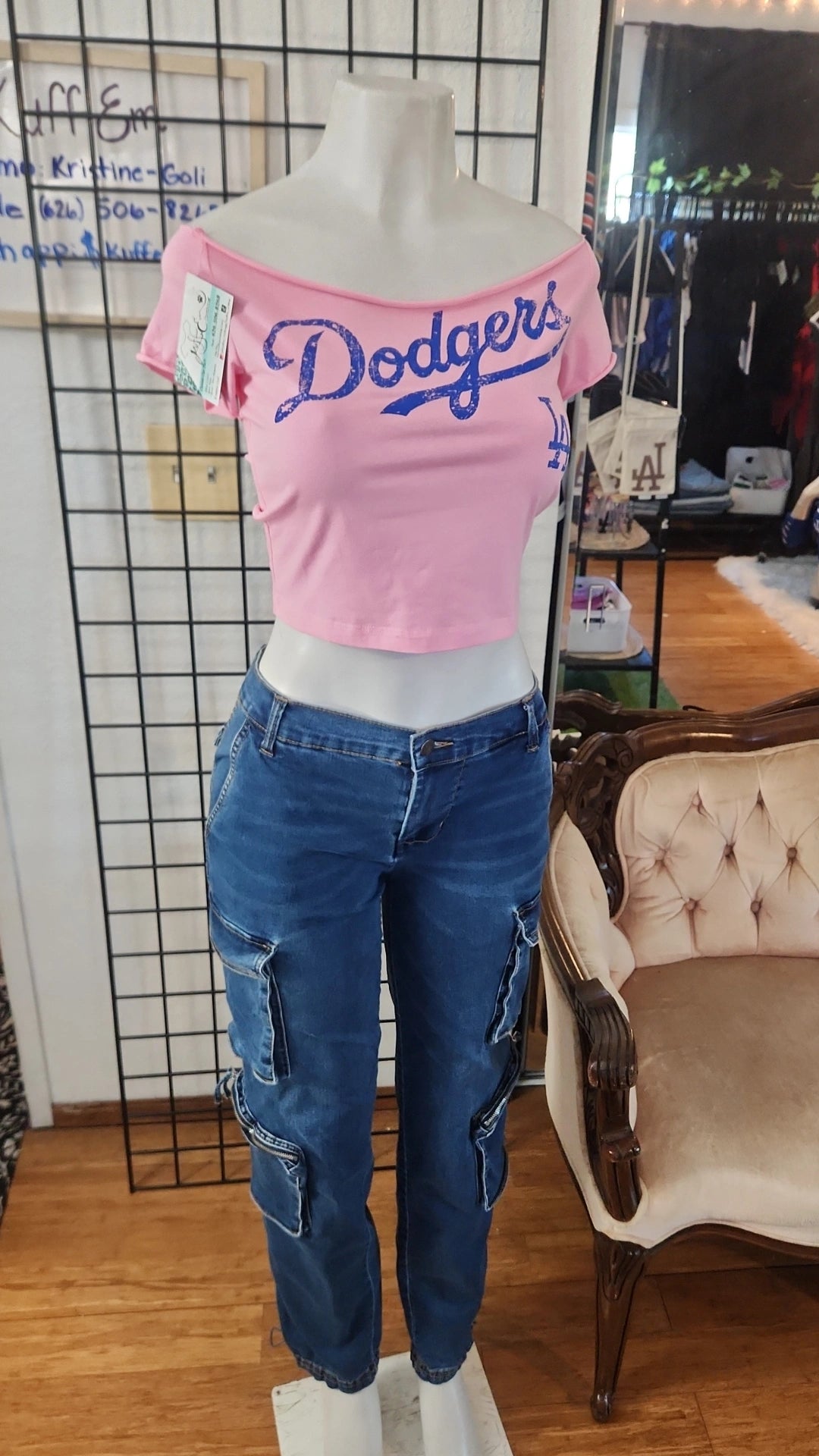Dodge LA Sport Baseball Cropped Shirt, Custom, Cotton Spandex